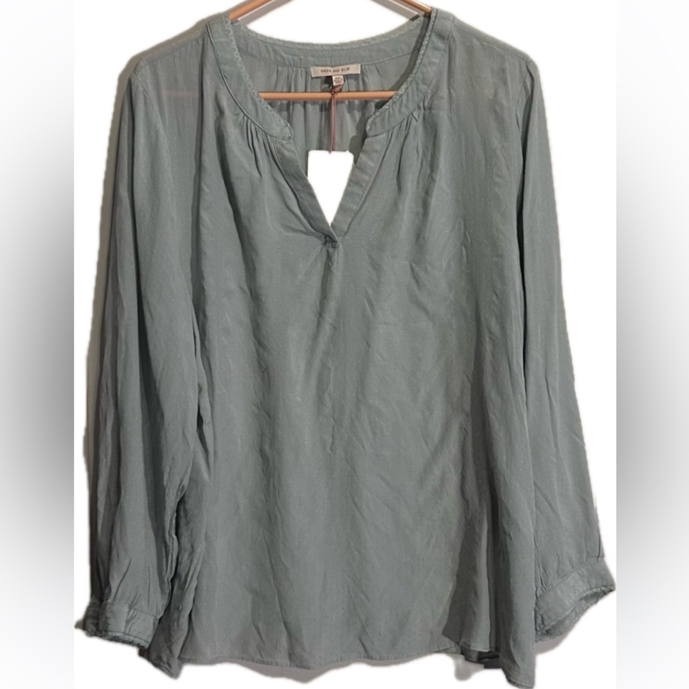 NWT Skies are Blue Hannah Lace Trim Top Plus Size XXL Mint